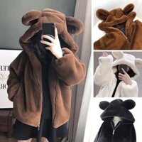 (ĐỦ 6 MÀU) ÁO KHOÁC LÔNG NỮ QUẢ BÔNG TAI THỎ ULZZANG HÀNG XUẤT KHẨU