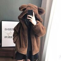 (ĐỦ 6 MÀU) ÁO KHOÁC LÔNG QUẢ BÔNG TAI THỎ ULZZANG ĐÁNG YÊU