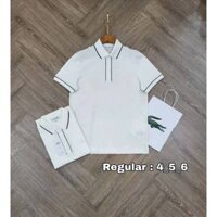 (Đủ bill chính hãng) Bộ Đôi Áo LACOSTE Siêu Phẩm Màu Trắng Viền Cổ Regular Fit Nhập Khẩu Chính Hãng Từ Mỹ