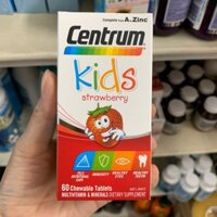 [Đủ bill] Vitamin tổng hợp cho trẻ từ 3 tuổi trở lên Centrum Kids Multi Vitamin 60 Strawberry Tablets