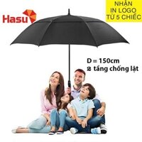 Dù che mưa loại lớn cầm tay cán dài D = 150cm 2 tầng chống lật Hasu Việt Nam