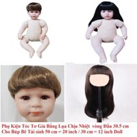Đủ mẫu Phụ Kiện Tóc Tơ Giả Bằng Lụa Chịu Nhiệt Tóc Dài vòng Đầu 30.5 cm Cho Búp Bê Tái sinh 50 cm = 20 inch Doll