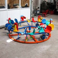 Đu quay ngựa 6 con 12 chỗ đạp xe trên đường ray S06V03