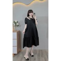 (Đủ size 45-100kg) váy bầu,đầm bầu Bigsize chất lụa hàn phối cổ siêu đẹp