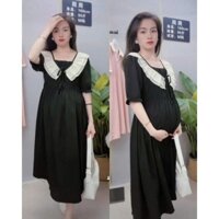 (Đủ size 45-100kg)Váy bầu,đầm bầu bigsize phối cổ voan cực đẹp,dáng công sở