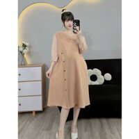 Đủ size từ 45-100kg-Váy bầu Bigsize tay lỡ thiết kế dáng công sở phối cổ cực xinh