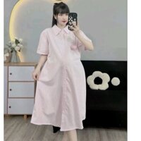 Đủ size từ 45-100kg,Váy bầu Bigsize dáng sơ mi phối hoa cực xinh