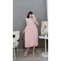 Đủ size từ 70-100kg-Váy bầu bigsize chát tơ lụa phối cúc ngọc cực mát