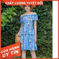 [Dự tiệc/Sang trọng/Cao cấp] Đầm họa tiết trễ vai beo SEFA fashion SSFD192086143 (Đẹp nhất, dễ thương)