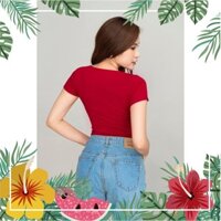[Dự tiệc/Sang trọng/Cao cấp] Aó phông cổ tim chéo vạt sefa - BSA20321004 (Đẹp nhất, dễ thương)
