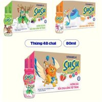 ĐỦ VỊ _ Thùng 48 chai sữa chua uống SuSu 80ml Vị Dâu/Cam/ Táo Nho