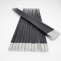 Đũa ăn gỗ Mun sừng đầu Vuông gắn inox siêu bền - mun chuẩn 100%