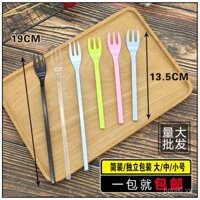 Đũa ăn tráng miệng dùng một lần, đũa trái cây, đũa bánh sinh nhật, đũa nhựa, đũa nhỏ trong suốt, đũa ba ngạnh đóng gói riêng lẻ