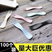 Đũa ăn tráng miệng dùng một lần, đũa nhỏ bọc riêng cho bánh sinh nhật, đũa nhựa, đũa trái cây, đũa ba ngạnh sóng