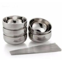 Đũa  Bát inox 2 lớp giữ nhiệt các cỡ - Bát cơm Bé 14cm