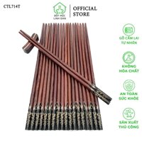 Đũa Gỗ Cẩm Lai Đầu 3D Cây Trúc Biểu Tượng Trường Thọ & Cát Tường [CTL714T]