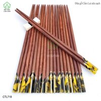 Đũa gỗ Cẩm Lai tự nhiên siêu sạch đầu thạch chéo màu vàng (CTL718) Bộ 10 đôi