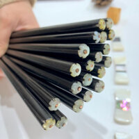 Đũa gỗ mun đính trai hình bông hoa 23cm phụ kiện bàn ăn(Bộ 5 đôi)