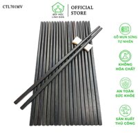 Đũa Gỗ Mun Sừng Tự Nhiên Cao Cấp HAHANCO_Bộ 10 Đôi Vuông [CTL701MV]