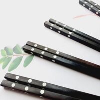 Đũa Gỗ Mun Tự Nhiên 23cm Cán Khảm Ốc, Đũa Ăn Cơm Thủ Công, Chụp Ảnh Trang Trí