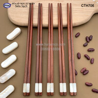 Đũa gỗ Trắc đầu khảm xà cừ 2 cạnh (5đôi đẹp làm quà biếu ) - (CTH706-5 ) - HAHANCO