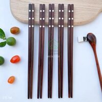 Đũa gỗ trắc khảm xà cừ 3 chấm  Đơn giản &amp; Ấn tượngBộ 05 đôi vuông CTL756