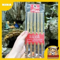 Đũa Inox 304 Chống Trượt HÀN QUỐC - Bộ 5 đôi đũa Hàn Quốc inox 304 mạ vàng cao cấp