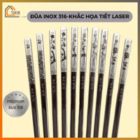 Đũa Inox 316, Set 05 Đôi Đũa, Bộ Đũa Ăn Cơm Chống Trơn Trượt, Chống Nấm Mốc - TUKINHOME