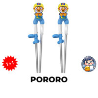 Đũa Inox 3D Edison Pororo / Tay Phải Giai Đoạn 1 / Màu Hỗn Hợp, 2 Bộ (1 + 1)
