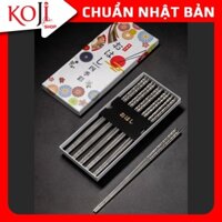 Đũa inox kháng khuẩn Shikisai Nhật Bản set 5 - anh đào