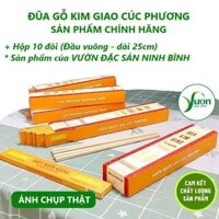 Đũa Kim Giao Cúc Phương ( Dài 25cm - Đũa đầu Vuông ) Đũa ăn cơm gỗ cao cấp chính hãng Vườn Đặc Sản