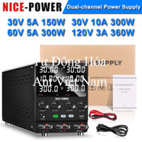 Dual-channel Lab DC Power Supply 60V 20A 240V Adjustable Bench Source LED INDEP/SER/PAR Voltage Stabilizer