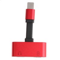 Dual Headphone Jack Audio Charge Adapter For IPhone 7 8 8Plus - red