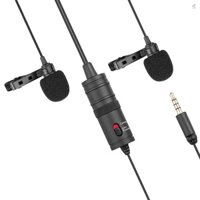 Dual Omni-directional Lavalier Microphone Lapel Clip-on Condenser Microphone for Canon   DSLR Camera Camcorder for iPhone Samsung Huawei Smartphone Audio Recorders PC & Ot