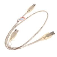 Dual USB 2.0 Male to Standard B Male Y Cable 70cm for Hard Disk Drive - White