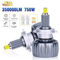 Dualvision 360 2 chiếc H11 9005 9006 H7 Bóng đèn pha Canbus 350000Lm 750W LED H11 H8 H1 6000K 9005 HB3 9006 HB4 9012 HIR2 Không Lỗi D2S D4S Đèn Turbo