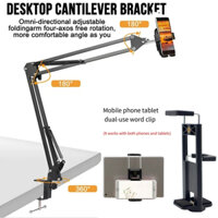 Đúc hẫng Giá đỡ điện thoại Chân máy tính bảng trên cao Giá đỡ đa chức năng cho máy ảnh Webcam Vòng ánh sáng Cánh tay trên cao linh hoạt