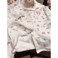 Đức Nhung Lót hello kitty Bộ Đồ Ngủ Nữ Thu Đông Dày Ấm Áp Homewear Phù Hợp Với Mặc Ngoài