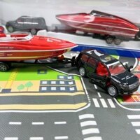 Đức Shigao siku Toyota Land Cruiser Trailer Speedboat 2543 Hợp Kim Xe Mô Hình Đồ Chơi Mô Phỏng Phiên Bản Giới Hạn