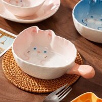 Dudu Mèo Bát Có Tay Cầm Gốm Lớn Nướng Phô Mai Cơm Nướng Bát Nướng Hộ Gia Đình Giá Trị Cao Dễ Thương Underglaze Màu