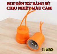 Đui Đèn E27 Bằng Sứ Chịu Nhiệt Màu Cam