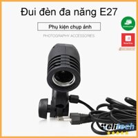 Đui đèn E27 kiêm đế đỡ bóng đèn chụp ảnh dùng cho các studio với phích cắm EU tiện dụng