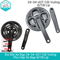 Đùi Đĩa (Giò Dĩa) Xe Đạp 24-34-42T Cốt Vuông - Phù Hợp Xe Đạp 6/7/8 Líp