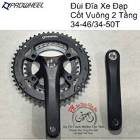Đùi đĩa PROWHEEL 2 tầng 34-46 / 34-50T cao cấp, Giò dĩa xe đạp đua, Touring 2 tầng 34-46/34-50 răng