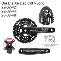 Đùi đĩa xe đạp cốt vuông nhôm 3 tầng cao cấp, Giò dĩa xe đạp thể thao 3 tầng 42T 44 T 48T, Đùi đĩa nhôm 3 tầng BUCKLOS