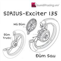 Đùm Bánh Căm Sirius Ex 2010 Chính Hãng - Màu Đen