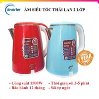 ĐUN NƯỚC.Siêu Tốc Jiplai Thái Lan 2.5l Inox 2 lớp cách nhiệt Cao Cấp Không Gỉ hot 2021. Tiết kiệm điện.