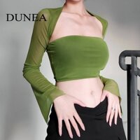 DUNEA Áo Ống Hai Mảnh Dài Tay Thời Trang Cho Nữ