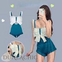 DUNEA Đồ Bơi Một Mảnh Phối Ren Thắt Nơ Dành Cho Nữ