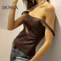 Dunea Màu Trơn Slim Fit Da PU Camisoles